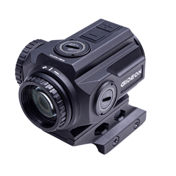 Top angled view of the Gideon Optics Advocate prism scope