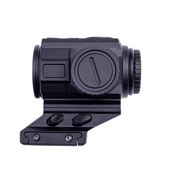 Side view of Gideon Optics Advocate attached to mounting plate