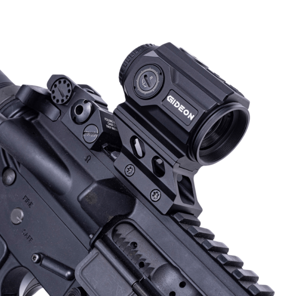 Close up of Gideon Optics Advocate mounted on an AR-15