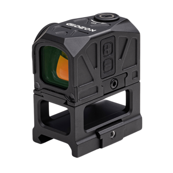 Front-side angled view of Gideon Optics Mediator red dot sight