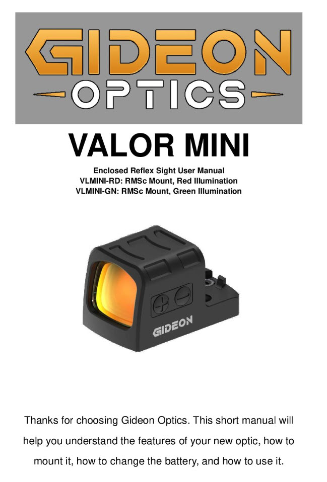Valor mini User Manual cover image