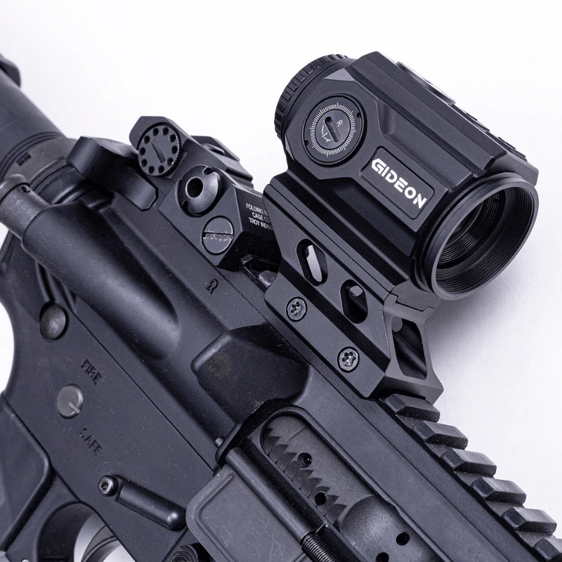 Gideon Optics Advocate micro prism scope mounted on an AR-15
