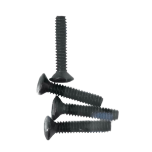 A set of four optics mounting screws on a white background
