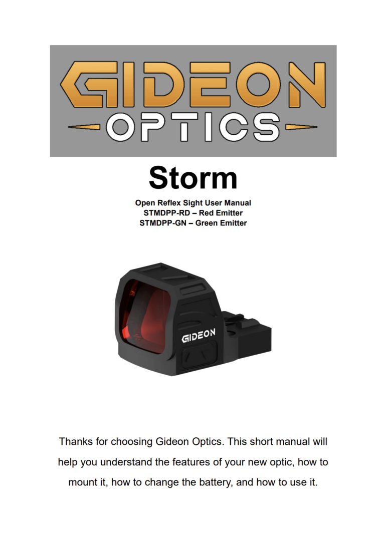 Gideon Optics Storm product manual photo