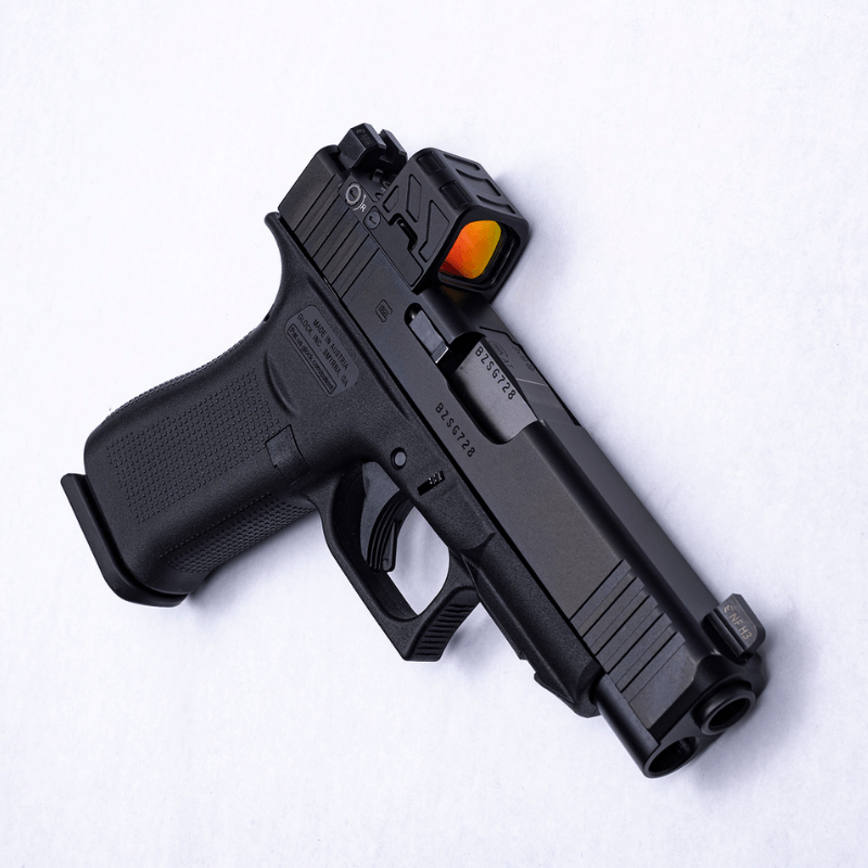 Gideon Optics Valor Mini red dot mounted on a pistol
