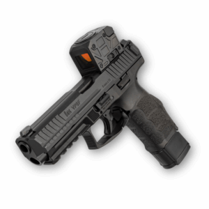 Mediator II enclosed emitter red dot mounted on HK VP9F Angled Left side View