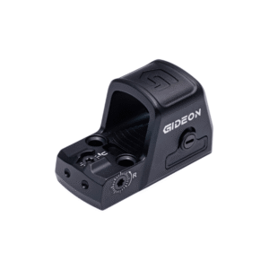 Back angled view of Gideon Optics Pebble red dot sight