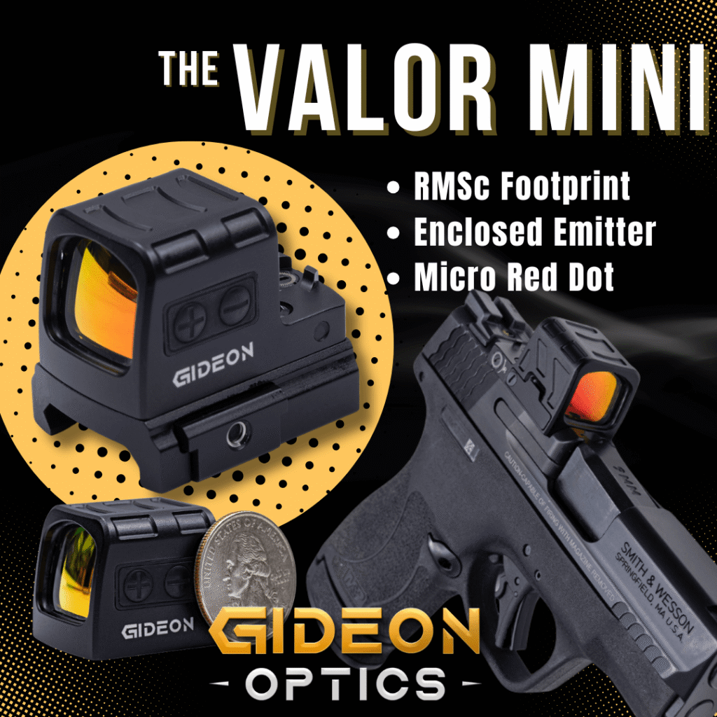 graphic with various images of the Valor Mini by Gideon Optics