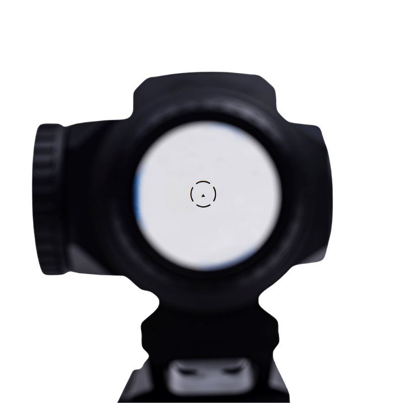 Gideon Optics Advocate reticle view with small triangle and large surrounding circle