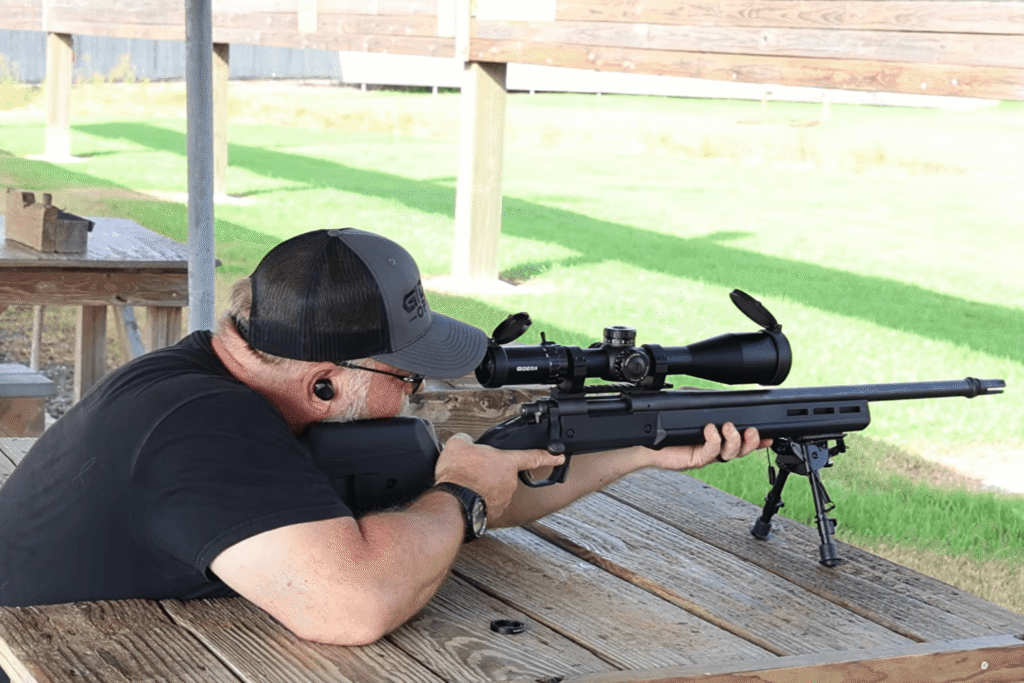 Mike from Gideon Optics zeroing a rifle scope